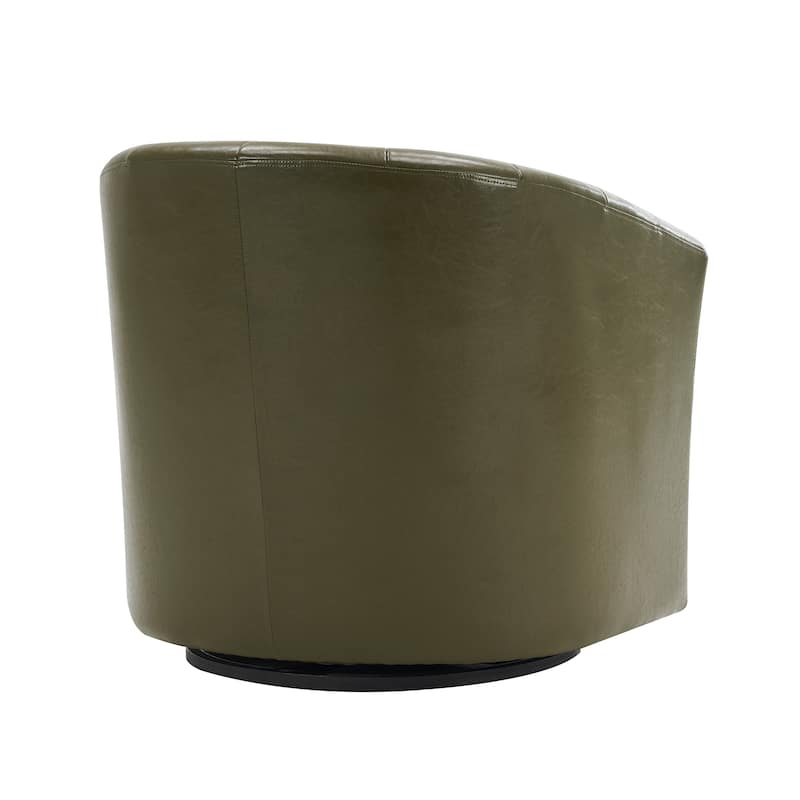 Porthos Home Manon Swivel Faux Leather Barrel Accent Chair with Removable Seat Cushion