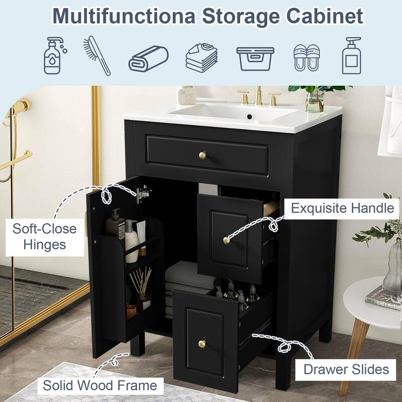 24-Inch Bathroom Vanity with Ceramic Sink