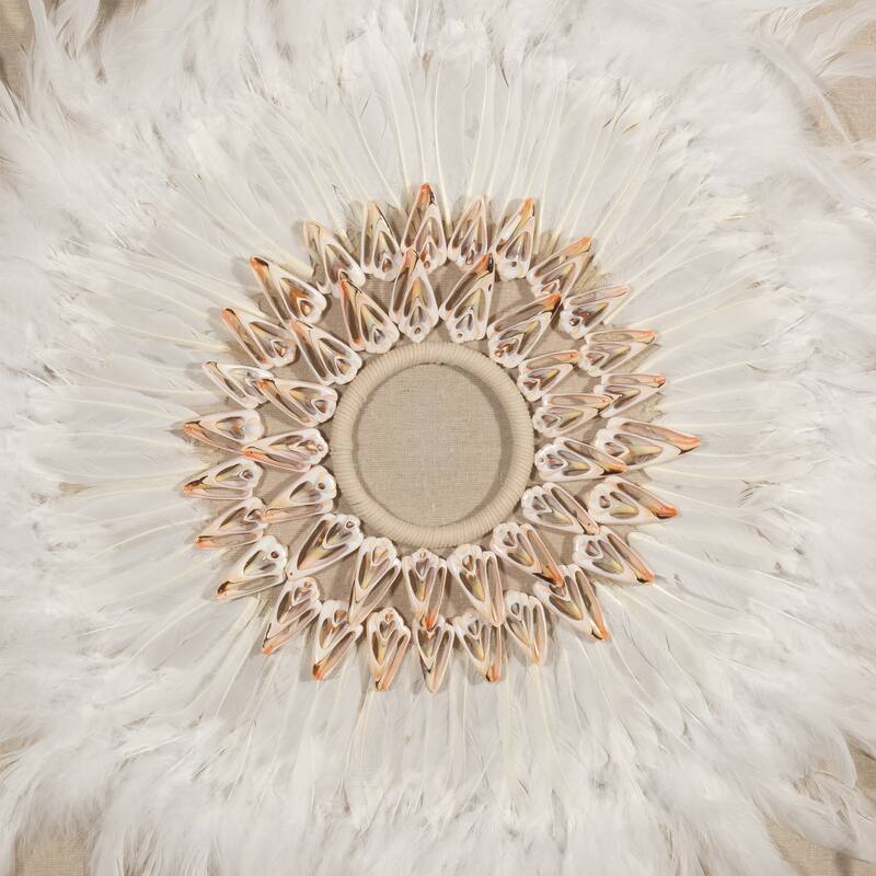 HUJI Feather & Shell Wreath Shadow Box Wall Decor