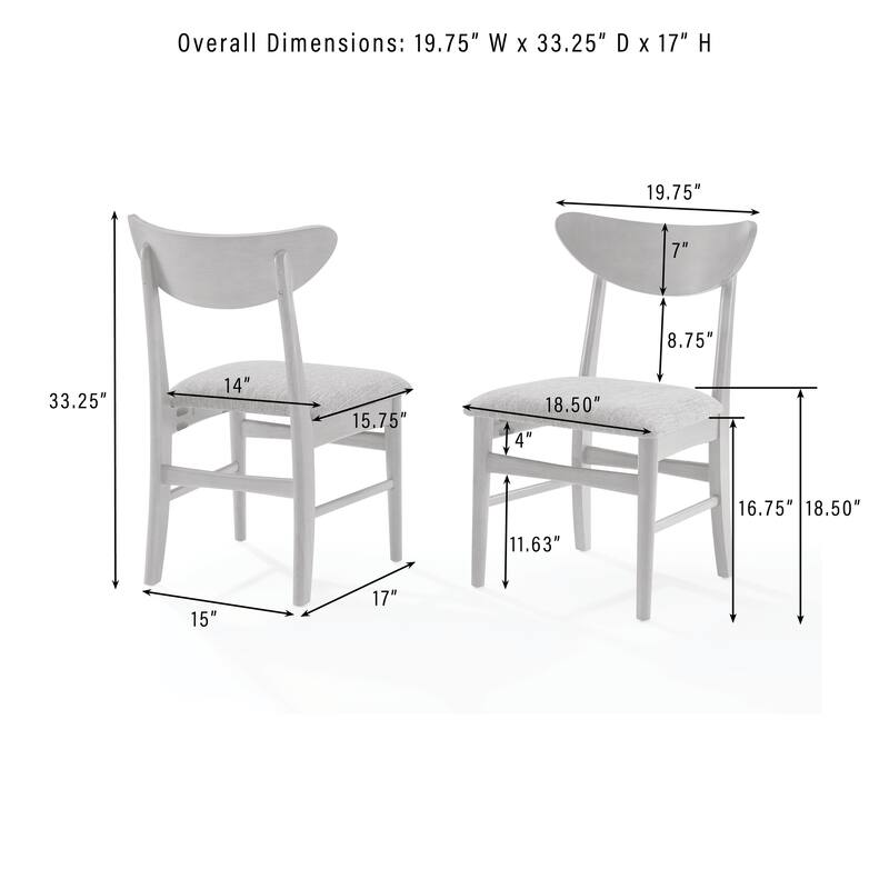 Crosley Landon 2Pc Wood Dining Chairs W/Upholstered Seat - 33.25"H x19.75"W x 19.75"D
