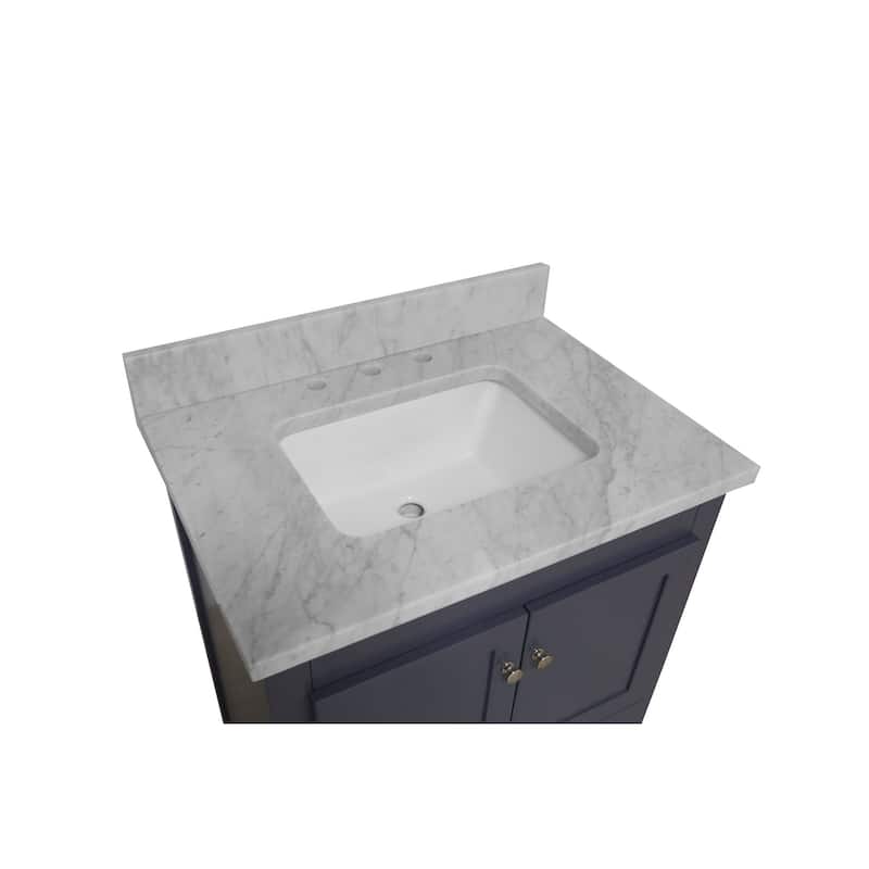 KitchenBathCollection Abbey 30" Bathroom Vanity with Carrara Marble Top