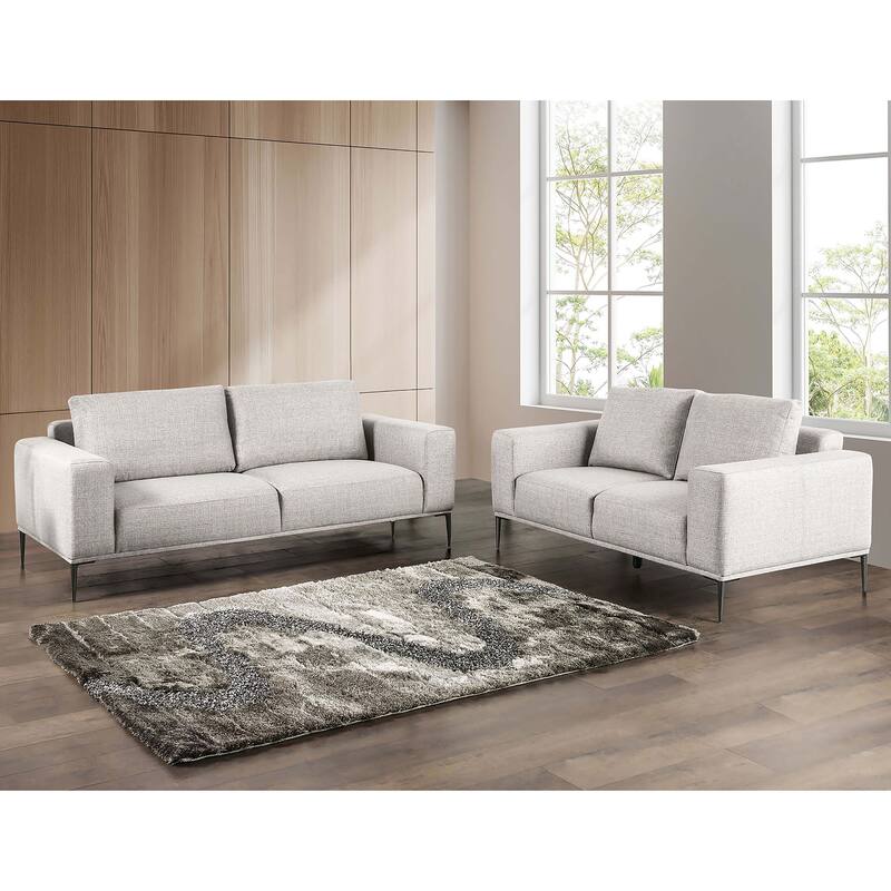 Furniture of America Danio Modern 2-Piece Chenille Living Room Sofa Set - Grey