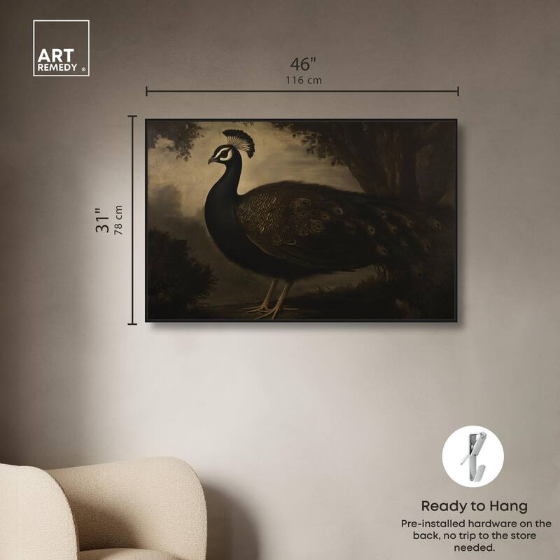 Peacock in Monotone Canvas by Art Remedy