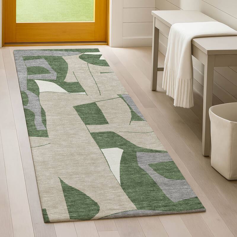 Machine Washable Indoor/ Outdoor Modern Crestone Chantille Rug