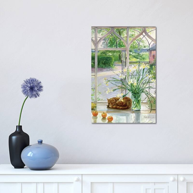 iCanvas "Irises And Sleeping Cat, 1990" by Timothy Easton Canvas Print - 18x12x1.5