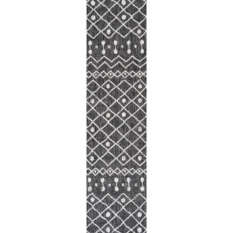 JONATHAN Y Tokay Tribal Bohemian Indoor/Outdoor Area Rug - 2 X 10 - Black/Ivory