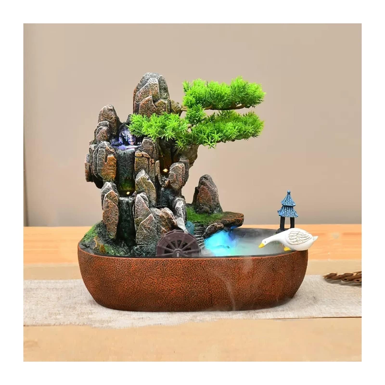 Desktop Fountain Waterfall Indoor Tabletop Fountain Resin Water Fountains  Artificial Bonsai Trees and Stone MountainsRelaxation - Bed Bath & Beyond -  37669724