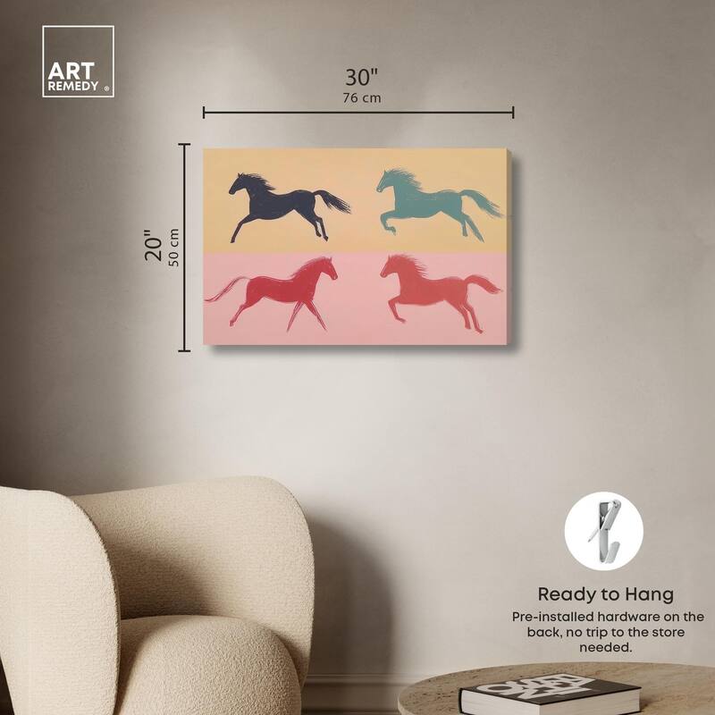 Galloping Quartet Canvas by Art Remedy, Gallery Wrapped