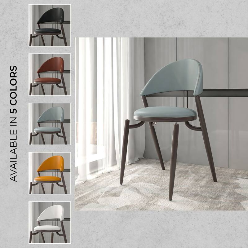 Venice Upholstered Leather Dining Chair Open Back Accent Side Chair with Iron Legs