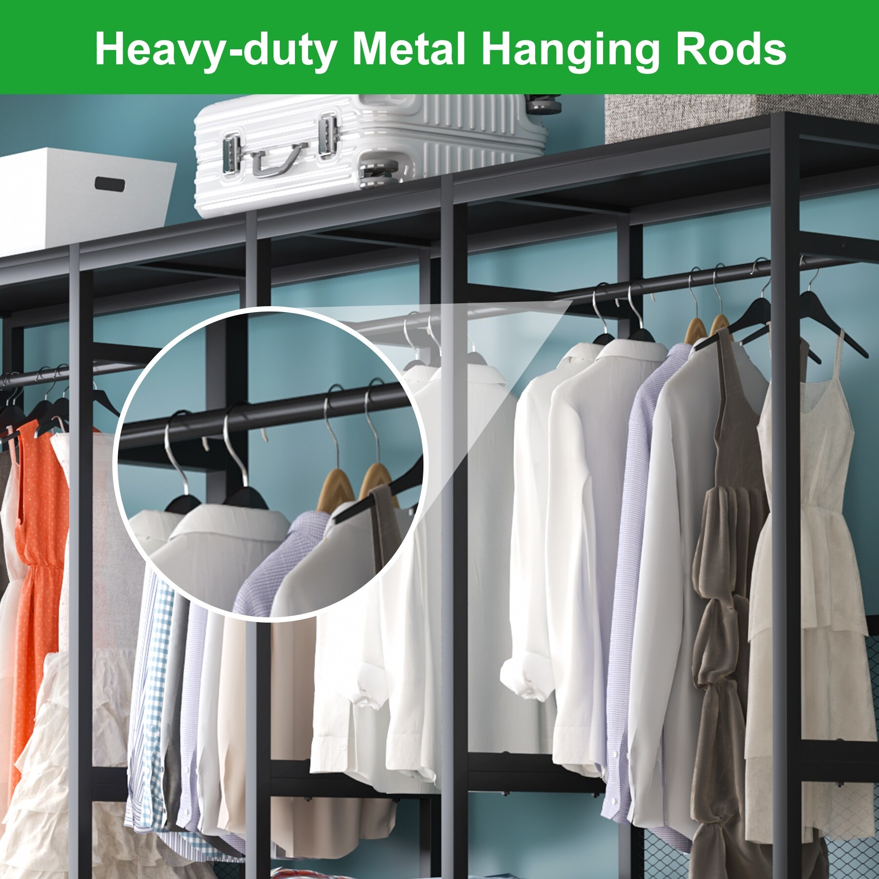 Extra Large Freestanding Closet Organizer with Shelves and Hanging