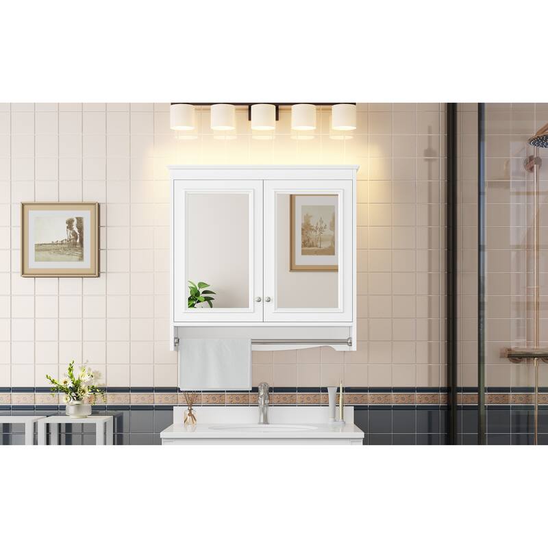 3-in-1 Bathroom Mirror Cabinet, 30"Wall Mounted Medicine Cabinet with Adjustable Shelves & Soft Close Doors