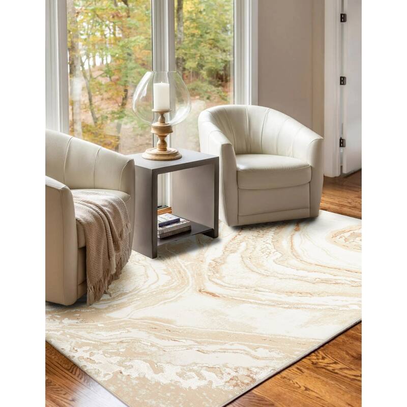 ECARPETGALLERY Machine Made Dove Ivory Area Rug