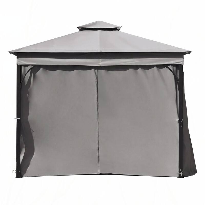 10x10 Outdoor Gazebo Tent with Double Roofs(Grey)