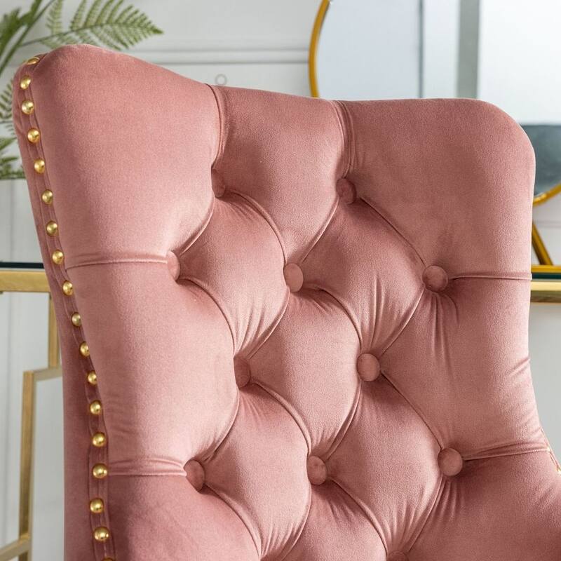 Office Chair with Wheels, Adjustable Height, Velvet Upholstered Tufted Button Computer Desk Chair Swivel