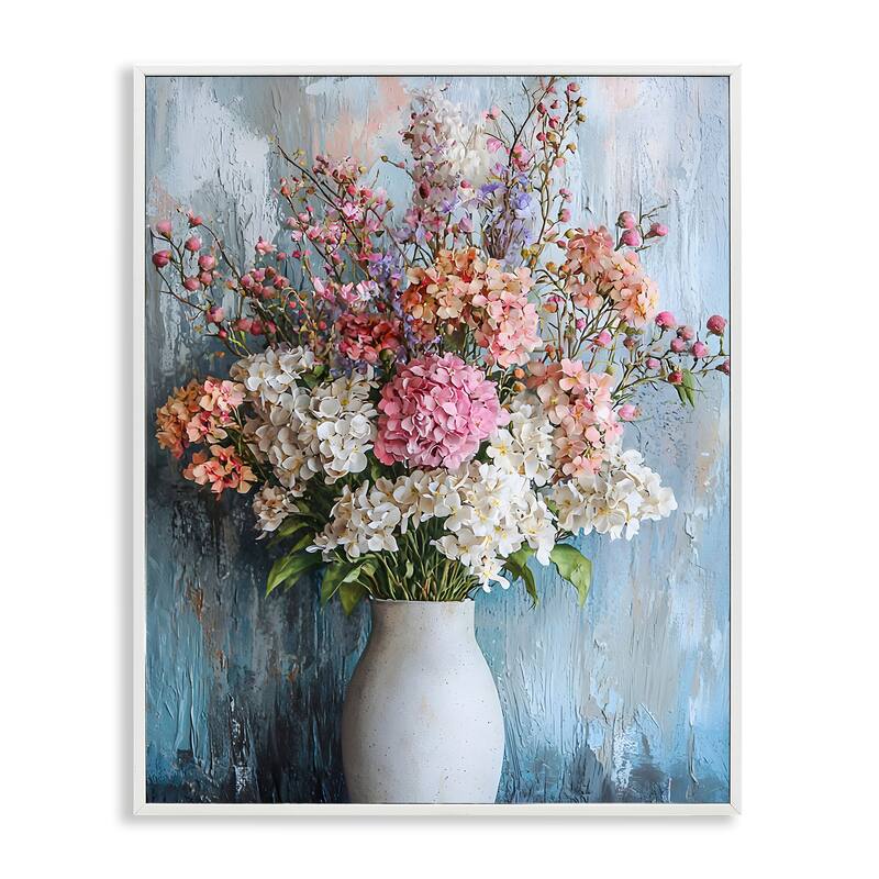 Stupell Hydrangea Vase Still Life Framed Giclee Art Design By Franklyn Gregory - 16 x 20 - White