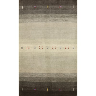 Hand Knotted Oriental 100% Wool Carpet Tribal Animal Pictorial Beige & Ivories Gabbeh Area Rug - 6' 6'' X 4' 4''