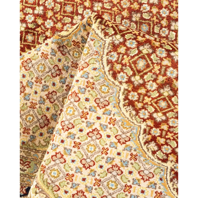 Overton Hand Knotted Wool Traditional Oriental Orange Area Rug - 6' x 9'