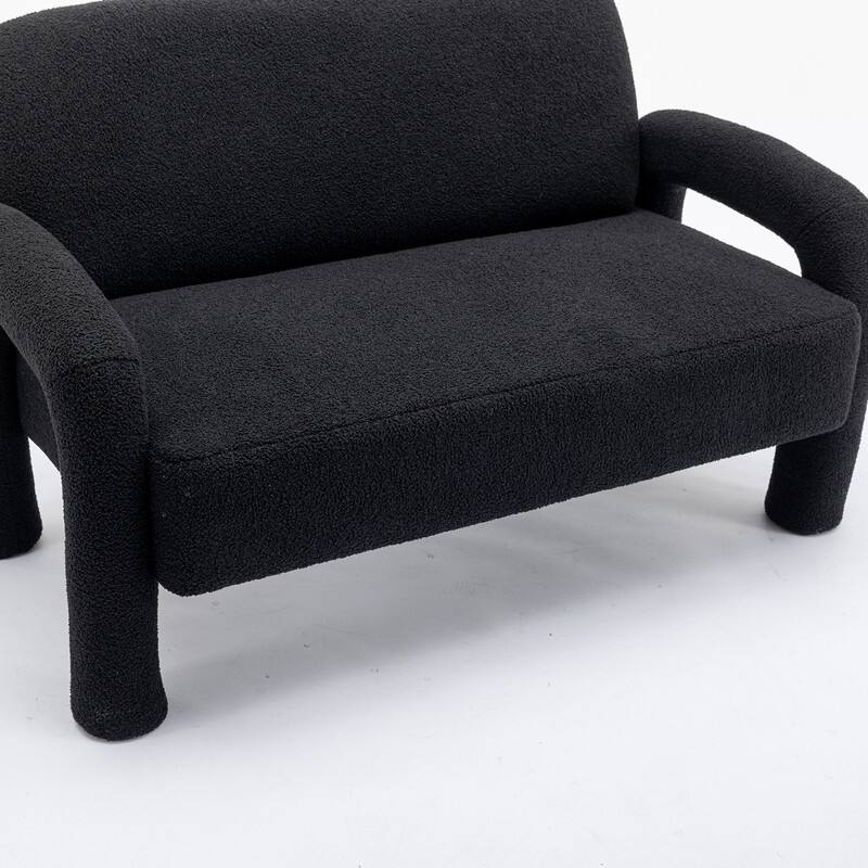 SEYNAR Mid-Century Modern Boucle 51'' Solid Wood Curved Sofa Set of 2 with Accent chair