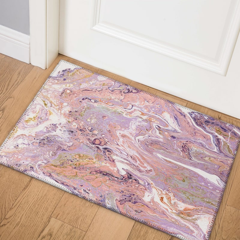 Indoor/ Outdoor Addison Karina Abstract Washable Area Rug - 1'8" x 2'6" - Taffy