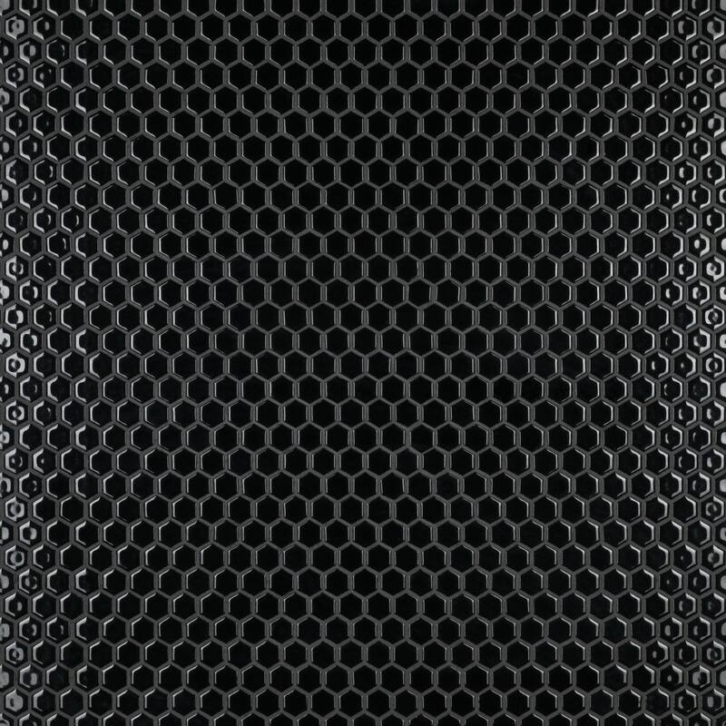 Merola Tile Hudson 1" Hex Glossy Black 11-7/8" x 13-1/4" Porcelain Floor and Wall Tile