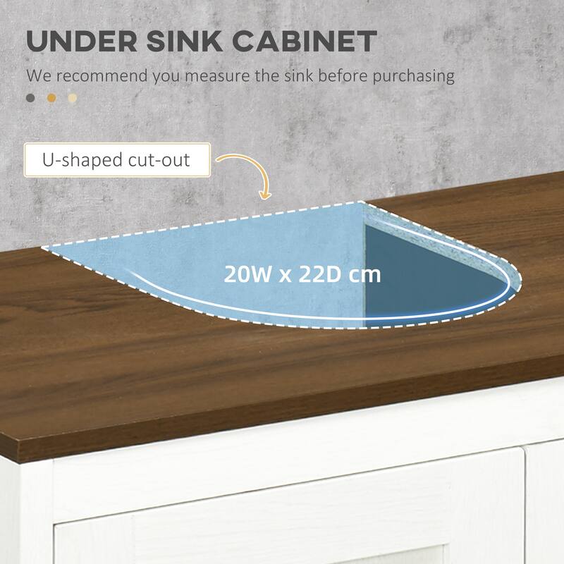 Under Sink Bathroom Storage Cabinet with U-Shaped Design and Recessed Doors - 23.5in L