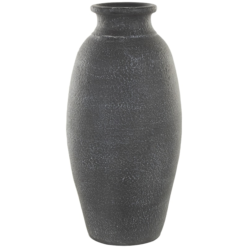 Ceramic Textured Whitewashed Decorative Vase - Black - Roche River Decor - Black - 9"W, 19"H