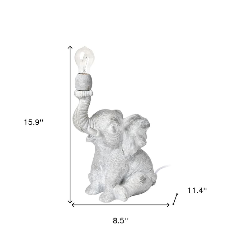 Grey Resin Lamp Base with Distressed Finish In-Line Switch Small Size - 11.4” x 8.5” x 15.9” (D x W x H)