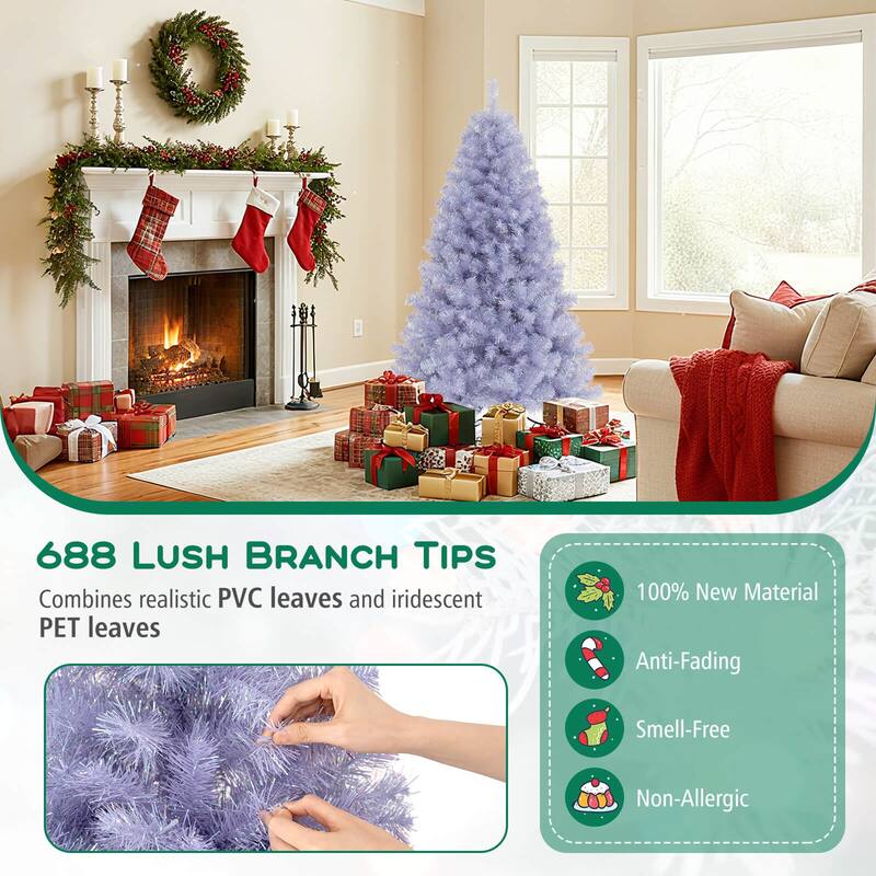 Costway 6.5 FT/7.5 FT Artificial Xmas Tree with 250/550 White LED - See Details