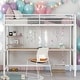 preview thumbnail 14 of 24, Twin Size Metal Modern Loft Bed With Desk and Shelve,Solid Construction White