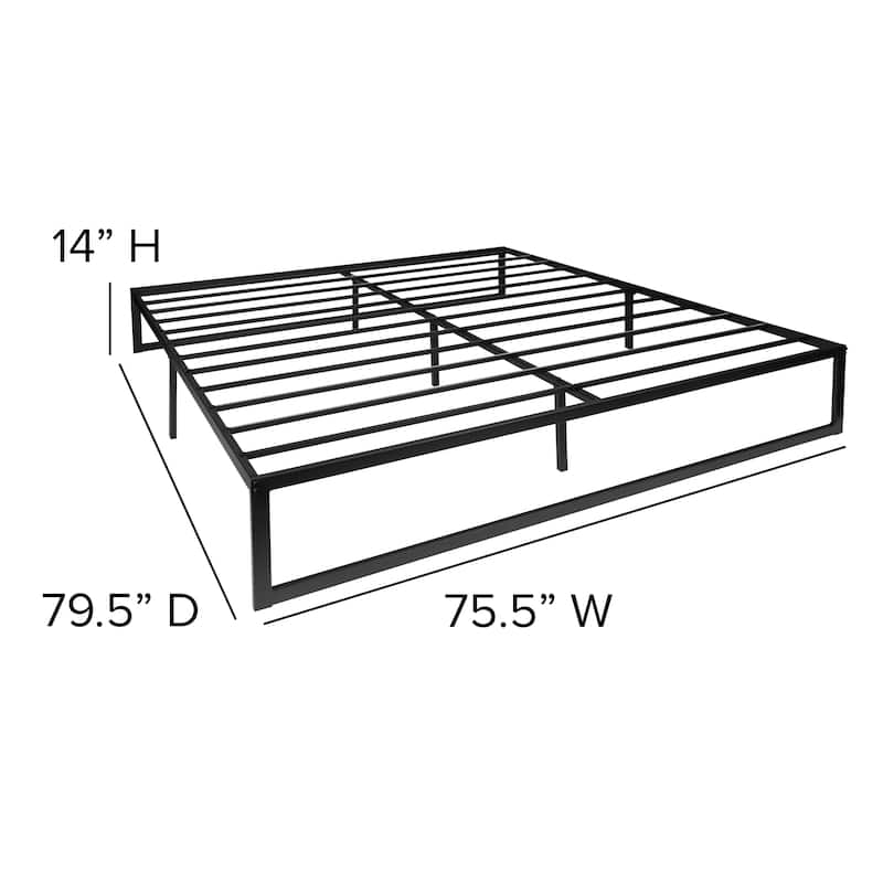 14 Inch Metal Platform Bed Frame/Steel Slat Support/No Box Spring Needed