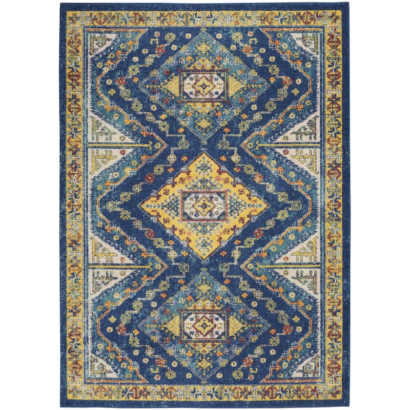 Duvuf Power Loomed Geometric Modern Low Pile Area Rug By HomeRoots - 87' X '63' X '0.25