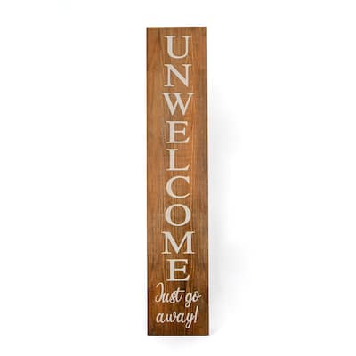 National Tree Company Halloween 'Unwelcome, Just Go Away' Hanging Porch Sign, Natural, Wooden Construction, 39 Inches - 39 in