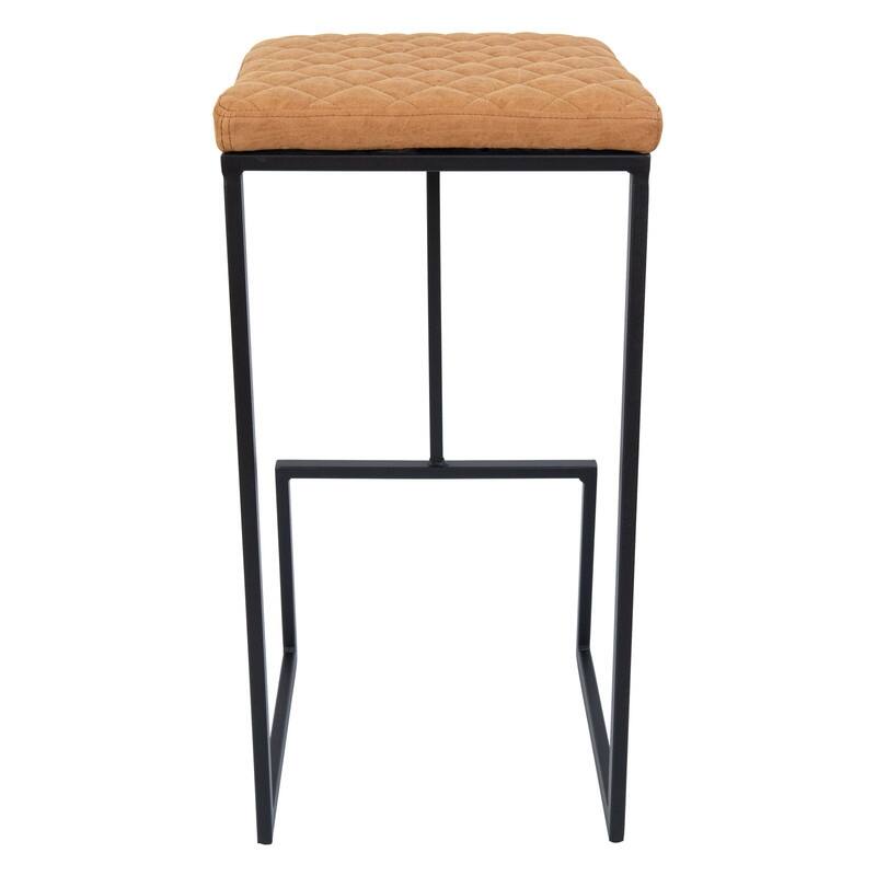 Quincy Leather Quilted Counter Height Barstool (Set of 2) with Upholstered Square Seats & Footrest for Home Bar & Kitchen