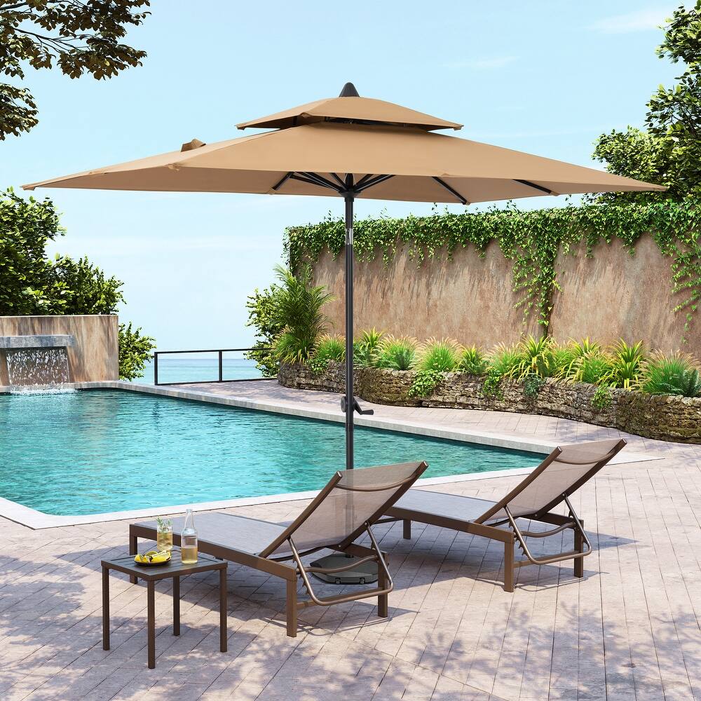 Pellebant 9 x 5 Ft Outdoor Double Top Market Umbrella