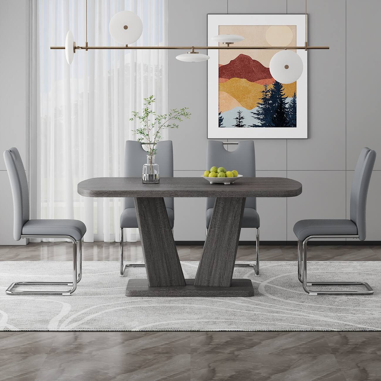 Oval Dining Modern Gray Dining Table Set Grey Oval Piece Dining