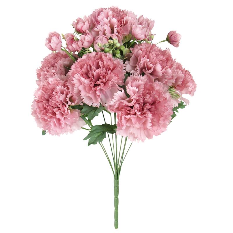Set of 2 Mauve Artificial Carnation Flower Stem Bush Bouquet 18in - 18" L x 12" W x 12" DP