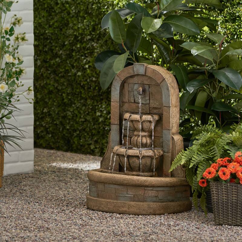 29" High Bagwell Fountain Outdoor Weather Resistant Floor Fountain,Stone Gray