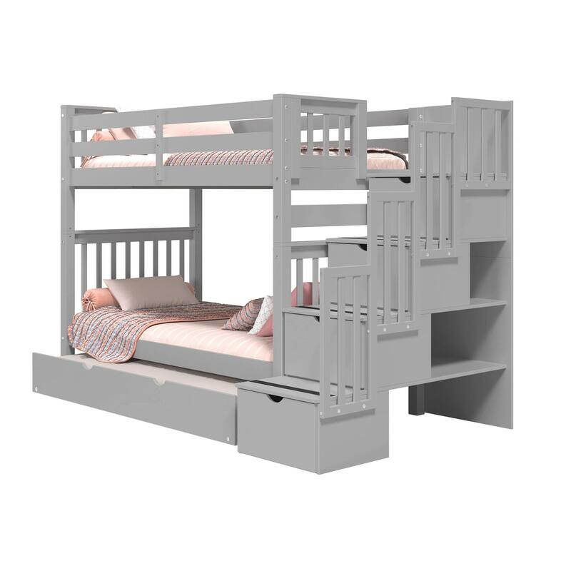 Taylor & Olive Trillium Tall Twin over Twin Stairway Bunk Bed, Trundle
