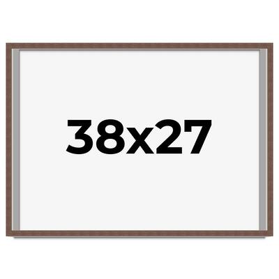 38x27 Shadow Box Frame Brown | 1.125 inches Deep Real Wood Rustic