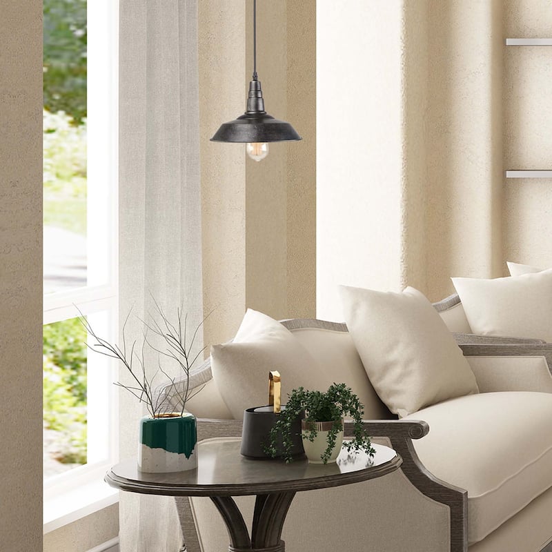 Modern Industrial 1-Light Farmhouse Pot Pendant Lights for Kitchen Island - L10.2"xW10.2"xH9.05"