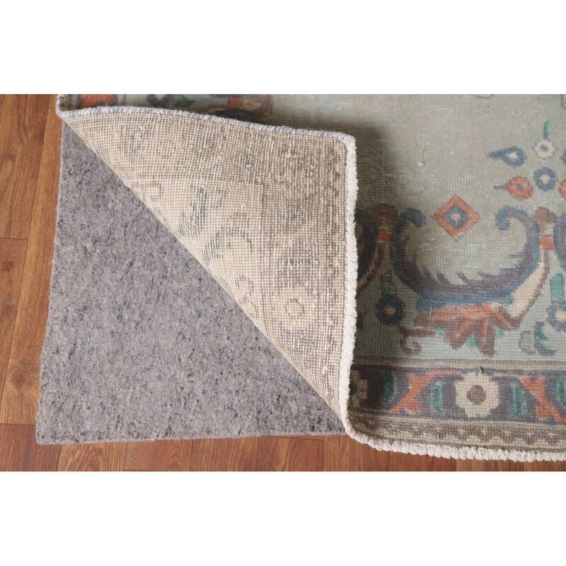 Hand Knotted Oriental 100% Wool Carpet Traditional Medallion Green Tabriz Area Rug - 10' 9'' X 7' 6''