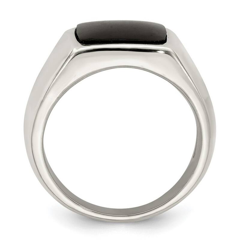 Curata 925 Sterling Silver Polished Solid Back Simulated Onyx Ring
