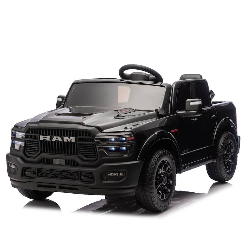 24V 160W Officially Licensed Dodge RAM 2500 Design 2-seater Kids Ride On Truck, W/ Remote Control, W/2WD&4-Wheel Suspension - Black
