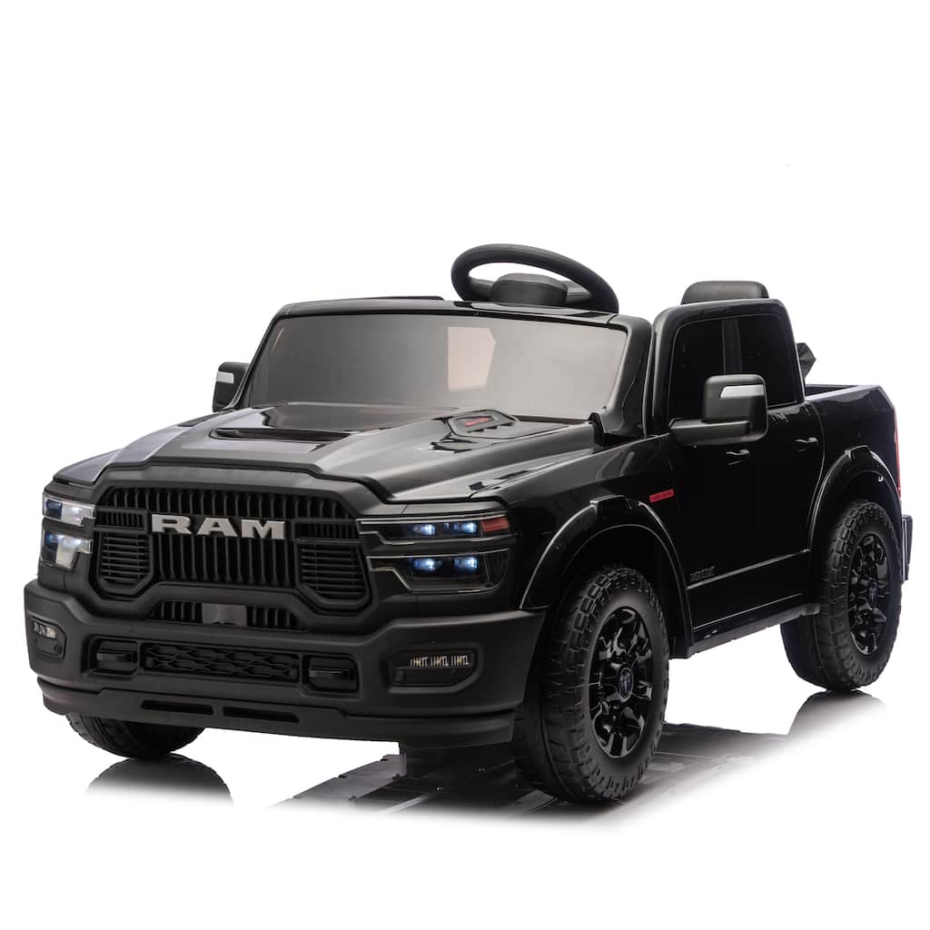 24V Licensed Dodge RAM 2500 2-Seater Kids Electric Truck for Ages 3-6, Remote Control & Bluetooth - Black
