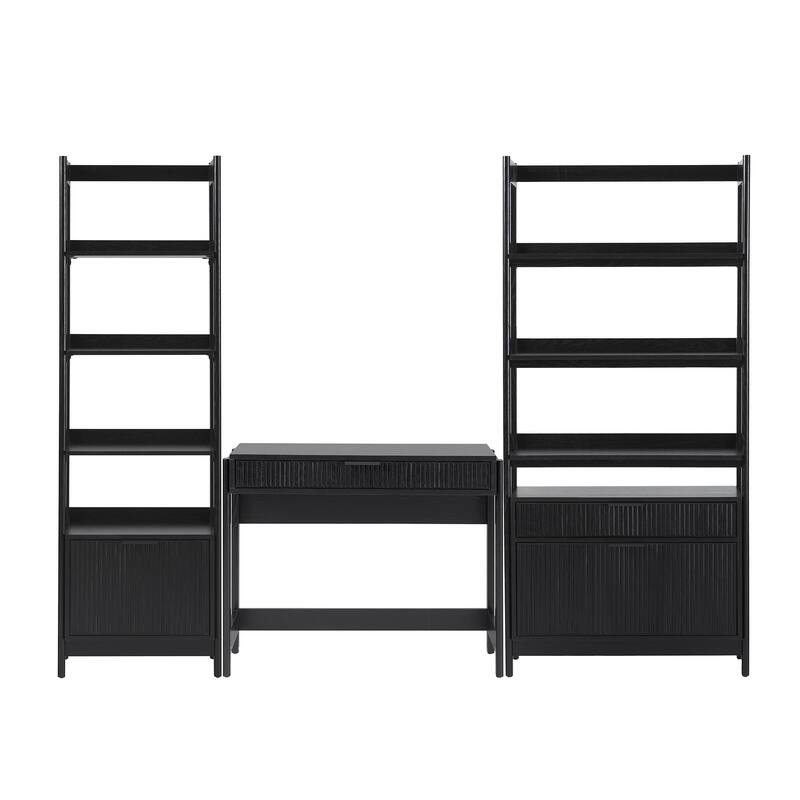 Middlebrook 3-Piece Set Writing Desk with 1 Wide and 1 Narrow Bookcase