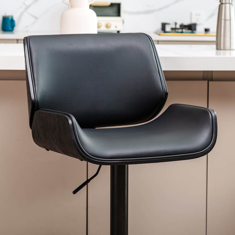 Glitzhome Set of 2 or 4 Modern Height Adjustable Faux Leather Swivel Bar Stools