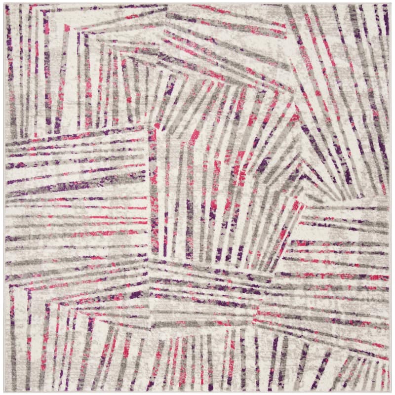 SAFAVIEH Skyler Katheryn Modern Rug - 6'7" Square - Grey/Pink