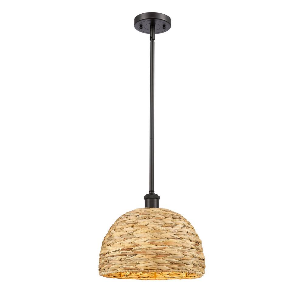 Innovations Lighting Woven Rattan - 1 Light 12" Stem Hung Pendant