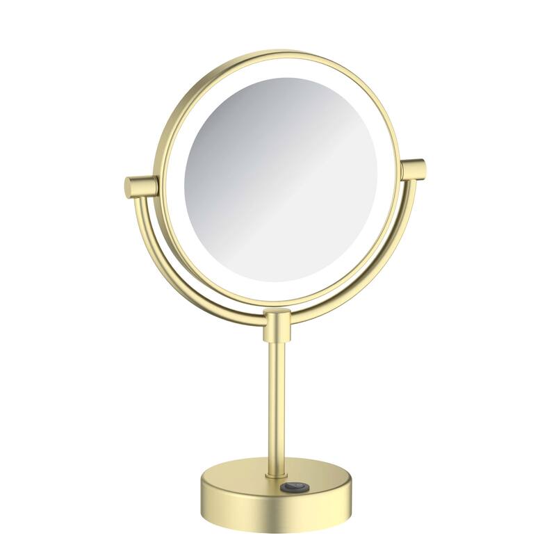 Circular LED Free Standing Magnifying Make Up Mirror - Matte Black