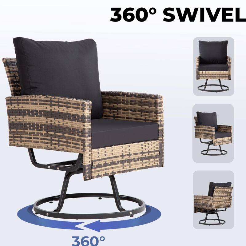 Durable Outdoor Swivel Patio Chairs with Cushions & Rattan Design